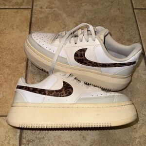 Nike Court Vision Alta Shoes Womens Size 8 White Leopard Platform Casual Sneaker